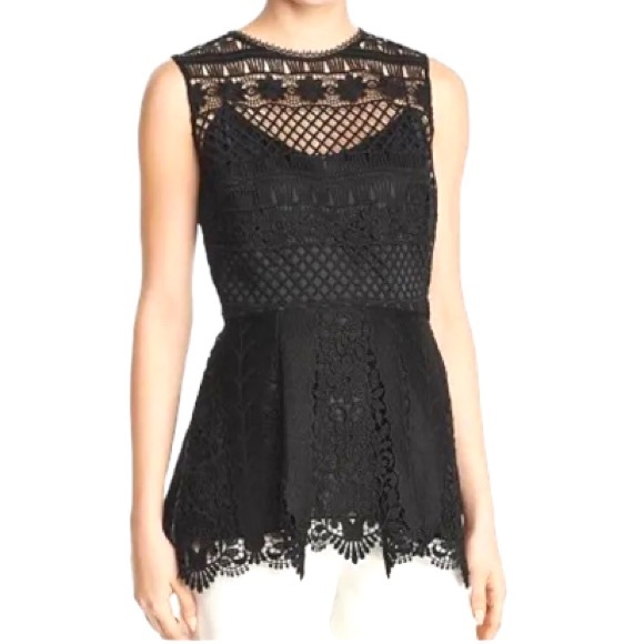 Elie Tahari Alessandra Black Lace Top Size 4 - Picture 2 of 14